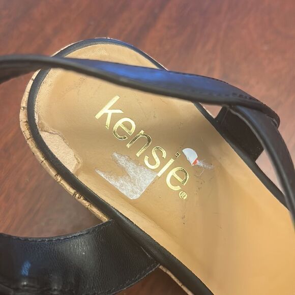 Kensie Carsyn black open toed cork platform heeled sandals Size 9 EUC - Picture 5 of 8
